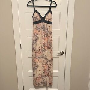Floral Maxi Dress with Black Straps